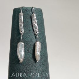 Pearl and Silver Granite Earrings