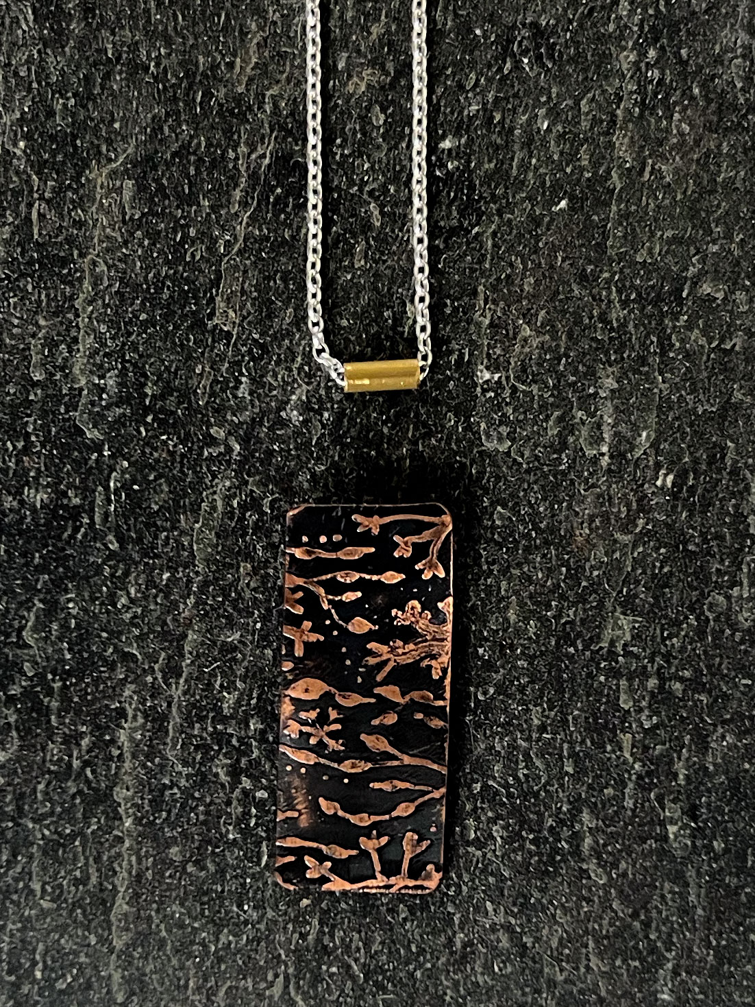 Seaweed Etched Brooch Pendant with chain