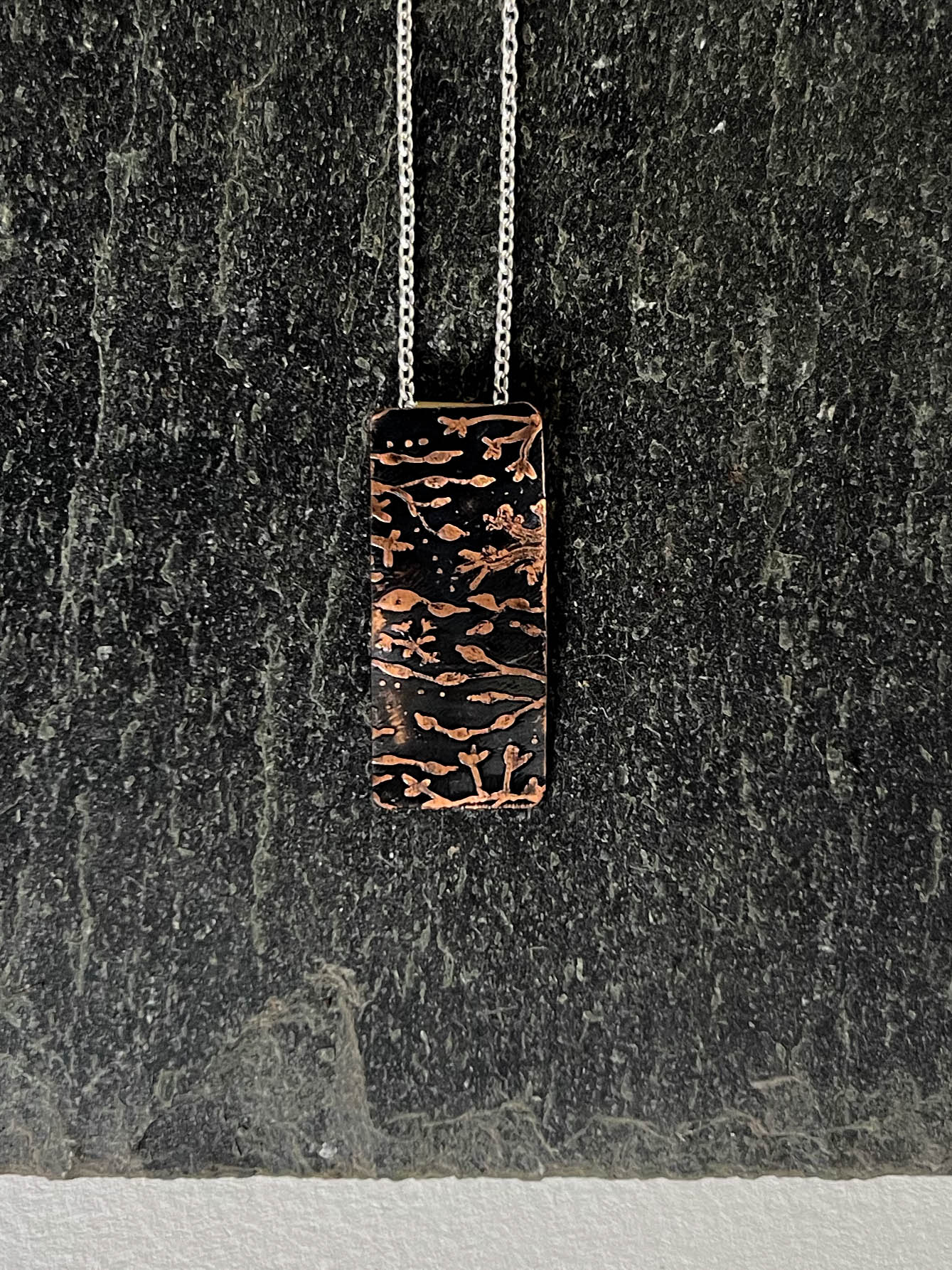 Seaweed Etched Brooch Pendant